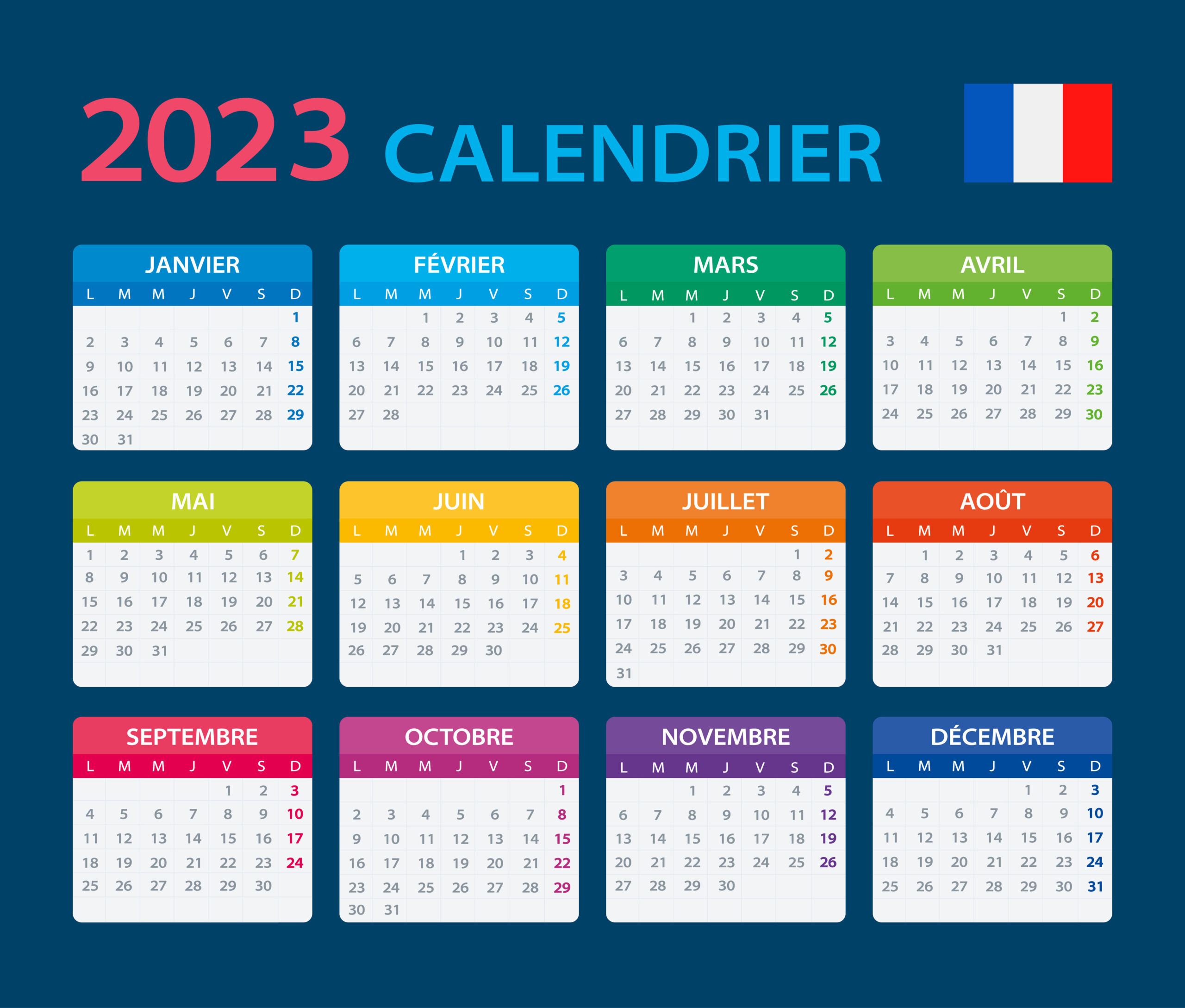 フランス　2023 カレンダー