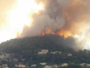 南仏で大規模な山火事　400ヘクタールが焼ける